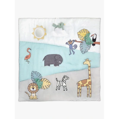 Abbildung von Aden + Anais Soft Baby Playmat Reversible Musselin Baumwoll Kind Aktivitätsmatte Faltbare, gepolsterte Bauchspiel Spielzeitkissen Waschbares sensorisches Bodenspielzeug Dschungelmarmelade