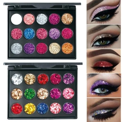 Abbildung von Nivofu 2 Stücke Glitzer Lidschatten Palette, 30 Farben Lidschattenpalette Bunt, Make up Palette Langlebig Wasserdicht, Eyeshadow Schimmernde, Augenpalette, Schminkpalette