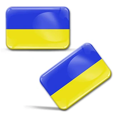 Abbildung von Biomar Labs 2 x 3D gewölbte Silikon Aufkleber für Auto, Ukraine, Nationalflagge Ukrainische Flagge, Motorradhelm F 214