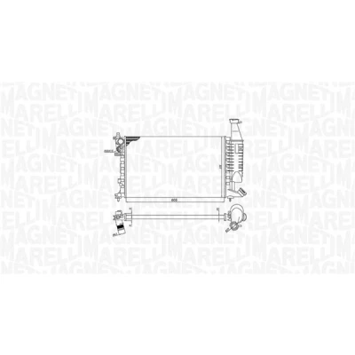 Abbildung von MAGNETI MARELLI 350213186400 Kühler, Motorkühlung 605 378 23 Kühlrippen mechanisch gefügt CITROËN: Berlingo / First I