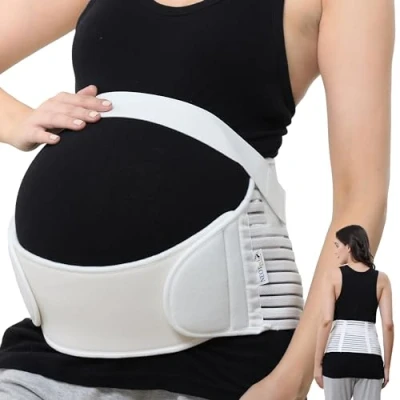 Abbildung von NEOtech Care Bauchgurt für die Schwangerschaft stützt Taille, Rücken &amp; Bauch Schwangerschaftsgurt (Elfenbein, M)