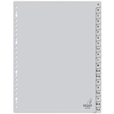Abbildung von Register Kangaro DIN A4 Buchstaben PP 120 micron 23r. 20tlg grau EB