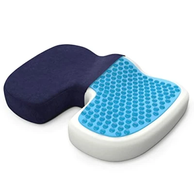 Abbildung von bonmedico Sitzkissen orthopädisch Memory Foam Gel Steißbeinkissen Ergonomisches für Auto &amp; Bürostuhl, Rollstuhlkissen Wellness Blau Velours (Groß)