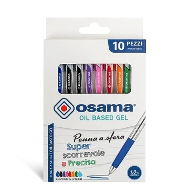 Abbildung von Osama Blaue Gelschreiber mit OBG Tinte, 10 teiliges Farbset supergleitender und präziser Druckkugelschreiber 1,0 mm Ideal für Schul Schreibbedarf, Büro Universität