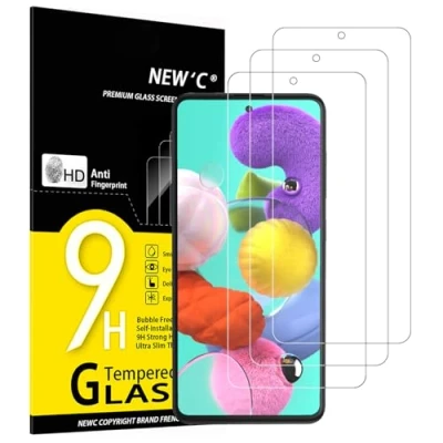 Abbildung von NEW&#039;C 3 Stück, Panzer Schutz Glas für Samsung Galaxy A51, Frei von Kratzern, 9H Härte, HD Displayschutzfolie, 0.33mm Ultra klar, Ultrabeständig