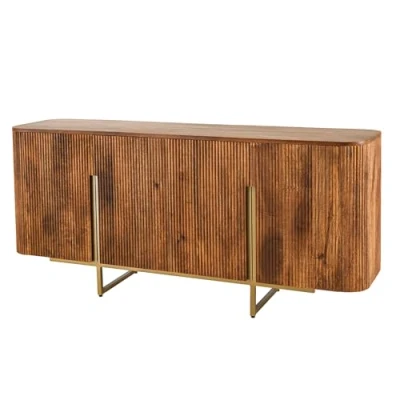 Abbildung von riess ambiente Sideboard GATSBY 160cm braun / mattgold (Einzelartikel, 1 St), Wohnzimmer · Massivholz Metall Kommode Retro Design