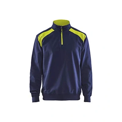 Abbildung von Blaklader 335311588933XS Sweater mit Half Zip 2 Farbig, Marineblau/Gelb, Größe XS