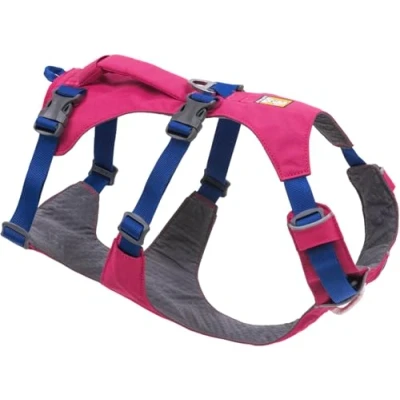 Abbildung von Ruffwear Flagline Hundegeschirr mit Griff, Lleichtes, Verstellbares Gehgeschirr, 3 Leinenbefestigungspunkte, verstärktes Gurtband und starker V Ring aus Metall Alpenglow Pink Large/X Large