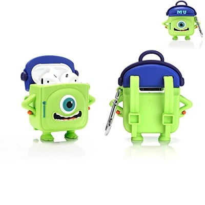 Abbildung von Derhom Silikon Schutzhülle für Airpods, niedlich, lustig, kompatibel mit Apple Airpods 1 und 2 [Tasche Serie] (Mike)