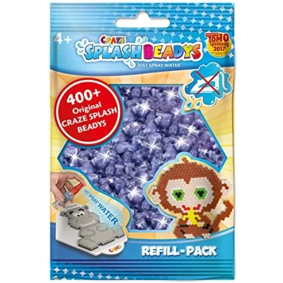 Abbildung von CRAZE SPLASH BEADYS Refill Pack Ersatzperlen lila glitzer violet glitter Glitzerperlen Nachfüllset Bügelperlen ohne Bügeln 11812