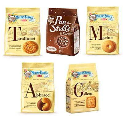 Abbildung von 6x Mulino Bianco tarallucci Shortbread Kekse mit frischen Eiern biscuits cookies 350g + Italian gourmet polpa 400g