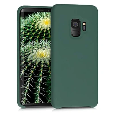 Abbildung von kwmobile Hülle kompatibel mit Samsung Galaxy S9 Silikon Handy Case Handyhülle weiche Oberfläche kabelloses Laden Tannengrün