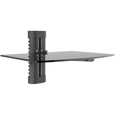 Abbildung von deleyCON Multimedia Wandregal Glasregal für DVD Blu Ray Player Hi Fi Receiver Spielekonsolen Wandhalterung Glasablage Regal Sicherheitsglas