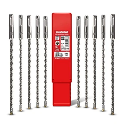 Abbildung von SCHWABENBACH ® SDS Plus Betonbohrer Set 10tlg. 6 mm x 210 Hochwertige Bohrer für Beton und Stein Kompatibel mit Bosch, Hilti, Metabo