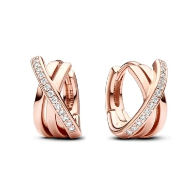 Abbildung von Pandora Ohrring Set Creolen Crossover Pavé 283150C01 rosé