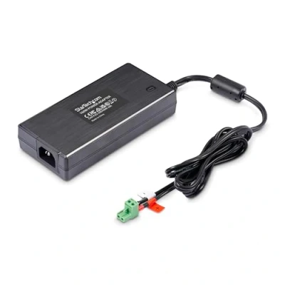 Abbildung von StarTech.com 160W Universal DC POWER Adapter (24V/6.6A), 1,2m 2 Draht Kabel, 2/3 Pin Klemmleiste, 100 240V AC/DC Externe Stromversorgung für industrielle USB Hubs, NA/UK/EU/ANZ (160W ADAPTER)
