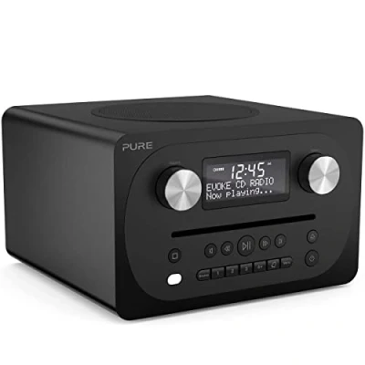 Abbildung von Pure Evoke C D4 All in One Musikanlage (CD, DAB/DAB+, Digitalradio, UKW Radio, Internetradio, Bluetooth, Weckfunktionen und Sleep Timer, 20 Senderspeicherplätze, AUX), Siena Schwarz