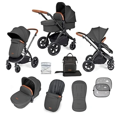Abbildung von Ickle Bubba Stomp Luxe 2 in 1 Plus Kinderwagen (Schwarz/Charcoal Grau/Tan)