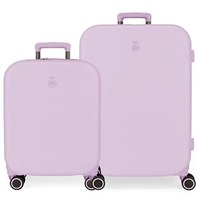 Abbildung von Enso Annie Lila Kofferset 55/70 cm Starres ABS Integriertes TSA Schloss 116L 7,54 kg 4 Doppelrollen Handgepäck