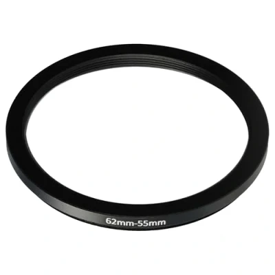 Abbildung von vhbw Step Down Ring Adapter von 62 mm auf 55 für Kamera Objektiv Filteradapter, Metall, Schwarz