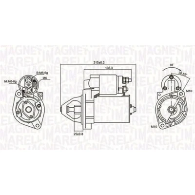 Abbildung von MAGNETI MARELLI 063721075010 Anlasser 12 1,2 9 MERCEDES BENZ: C Klasse Limousine, T modell, ML Klasse, SSANGYONG: Musso SUV