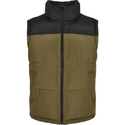 Abbildung von Urban Classics Block Puffer VEST Weste, Herren, Größe: Small, Black/tiniolive