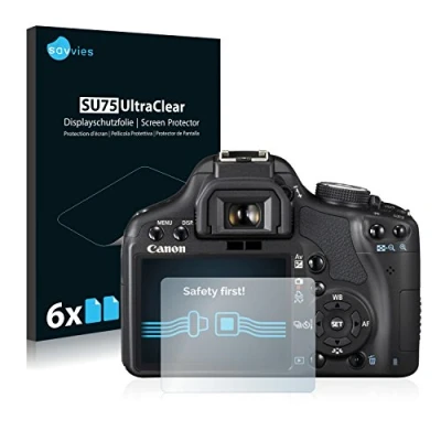 Abbildung von Savvies 6 Stück Schutzfolie für Canon EOS 500D Displayschutz Folie Ultra Transparent
