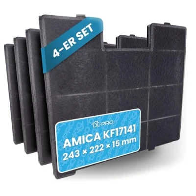 Abbildung von DL pro 4 x Aktivkohlefilter 243x228x13mm für Amica KF17141 KF 17141 Filter Dunstabzugshaube Abzugshaube