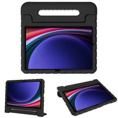 Abbildung von Schutzhülle mit Handgriff kindersicher für das Samsung Galaxy Tab S9 / FE Schwarz