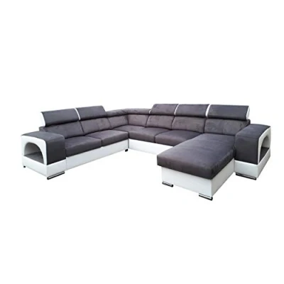 Abbildung von All4All Ecksofa mit Schlaffunktion Rodrigo Pano Sofa Bettkasten XXL 326 cm x 264 Wohnlandschaft U Form Groß Schlafsofa Grau/Weiß Farbe wählbar Seite Rechts 19