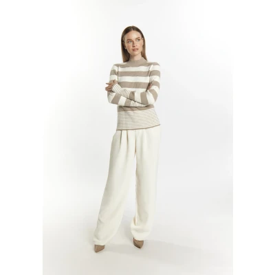 Abbildung von DREIMASTER klassischer Damen Strickpullover XL/XXL / Grau Beige Off White 50% Viskose 28% Polyester 22% Nylon