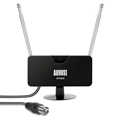 Abbildung von DVB T/DVB T2 HD Antenne August DTA230 Mini leistungstarke Digitalantenne mit Saugnapfbefestigung Zimmerantenne für USB Sticks/Receiver/Radio/TV Geräte integriertem H.265 Tuner, Schwarz