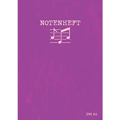 Abbildung von Notenheft A4: Musik A4 Schule für kinder und anfänger 12 Notensysteme pro Seite Mit Hilfslinien 100 Seiten Lila