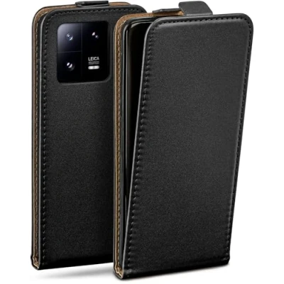 Abbildung von moex Flip Case für Xiaomi 13 Pro Hülle klappbar, 360 Grad Rundum Komplett Schutz, Klapphülle aus Vegan Leder, Handytasche mit vertikaler Klappe, magnetisch Schwarz