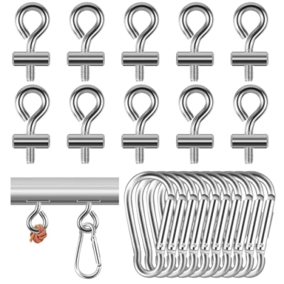 Abbildung von POFIBO 10 Stück 8 10mm Kederstopper mit Karabiner, Stopper für Kederschiene Edelstahl Camping Blockierungskit Caravan Wohnmobil