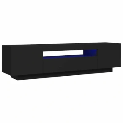Abbildung von vidaXL TV Schrank mit LED Leuchten Lowboard Sideboard Fernsehschrank Fernsehtisch Möbel Tisch Board HiFi Schwarz 160x35x40cm