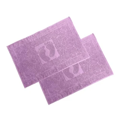 Abbildung von OG ER Badvorleger Set 2 Teilig, Frottee Duschvorleger, Waschbar Duschmatte &amp; Badteppich, 600 g/m² &amp;100% Baumwolle, Saugfähig Schnelltrocknend, 50 x 70 Lila