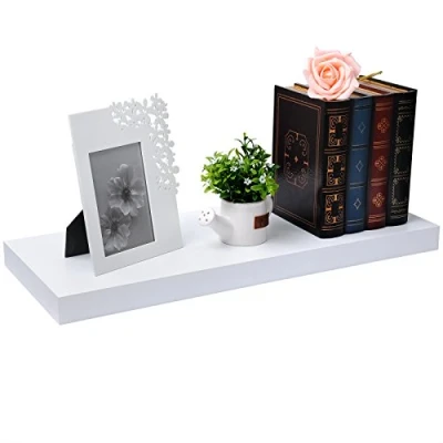 Abbildung von EUGAD Wandregal Schweberegal Wandboard Bücherregal Hängeregal Hochglanzoberfläche DVD CD Regal Holzbrett für Schlafzimmer Wohnzimmer Küche und Flur Weiß breit 40cm 0082QJ