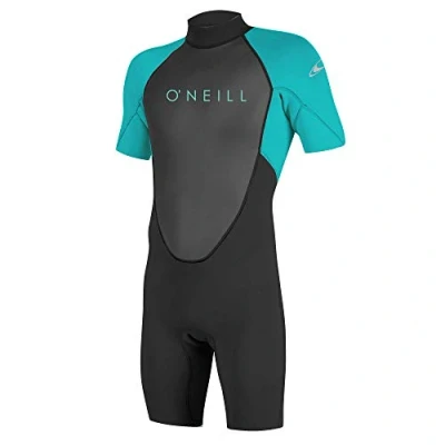 Abbildung von O&#039;Neill Wetsuits Mädchen Reactor II 2mm Back Zip Spring Wetsuit Neoprenanzug, Black/Light Aqua, 8