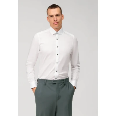 Abbildung von OLYMP Herren Businesshemd Langarm Level Five,Einfarbig,Body fit,Modern Kent,Weiss 00,45