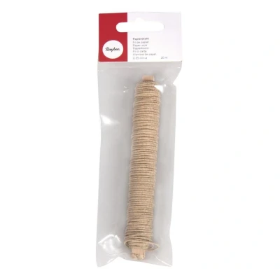 Abbildung von Rayher 24116505 Papierdraht, 0,55 mm ø, auf Holzwickel 50 g, ca. 20 m, Basteldraht, Papier umwickelter Draht, natur