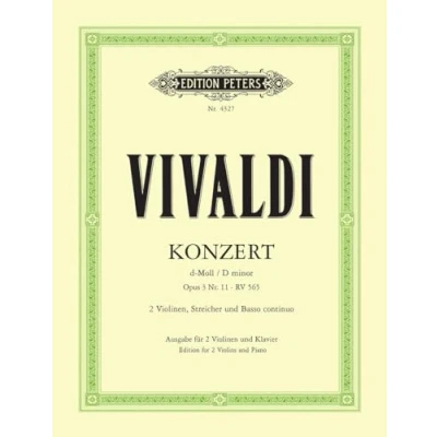 Abbildung von Konzert für 2 Violinen, Streicher und Basso continuo d moll op. 3 Nr. 11 RV 565: aus &quot;L&#039;estro armonico&quot;, Ausgabe Violinen Klavier