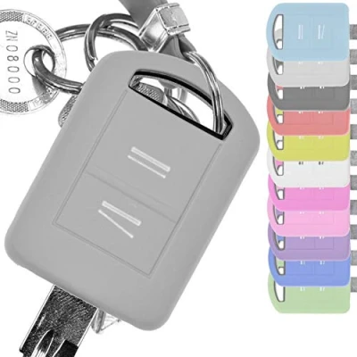 Abbildung von mt key Schlüsseltasche Autoschlüssel Softcase Silikon Schutzhülle Grau, für Opel Combo C Corsa Meriva A Tigra TwinTop