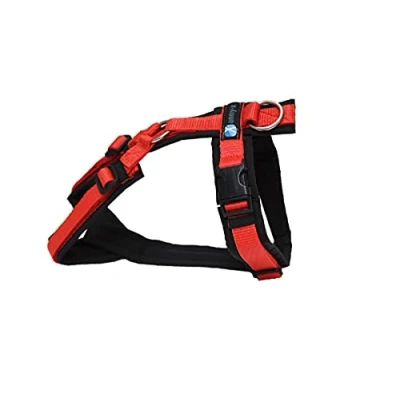 Abbildung von Annyx Brustgeschirr FUN in Schwarz Rot XXS für Welpen alle Hunde verstellbar gepolstert ergonomisch rückenschonend opt