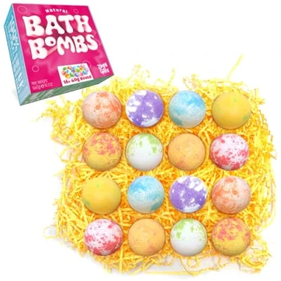 Abbildung von 16 x Badebomben Geschenkset für Muttertag und Valentinstag von Zimpli Gifts, Handgemachte Luxus Badewannen Fizzers Frauen, entspannendes Beauty Set, vegan freundlich tierversuchsfrei