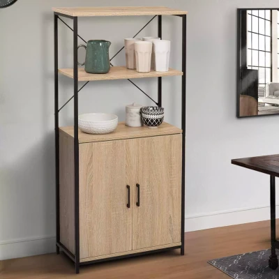 Abbildung von IDMarket Anrichte oben mit 2 Türen, Höhe 125 cm, Einlegeböden, industrielles Design