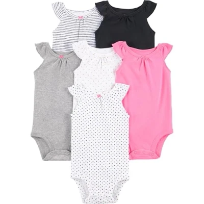 Abbildung von Simple Joys by Carter&#039;s Unisex Baby 6 Pack Sleevless Infant and Toddler Bodysuits, Mehrfarbig/Herzen/Punkte, 0 3 Monate (6er Pack)
