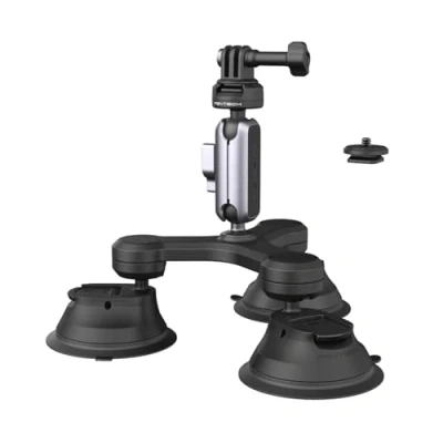 Abbildung von PGYTECH CapLock Dreifach Saugnapf Halterung für Gopro Hero 13/12/11/10/9, DJI OSMO Action 5 Pro/4/3/Pocket 3/2 mit 1/4&quot; 20 Gewindeadapter Kamera Insta360 Ace Pro 2/X4/ONE RS/R/ONE/X3/X2