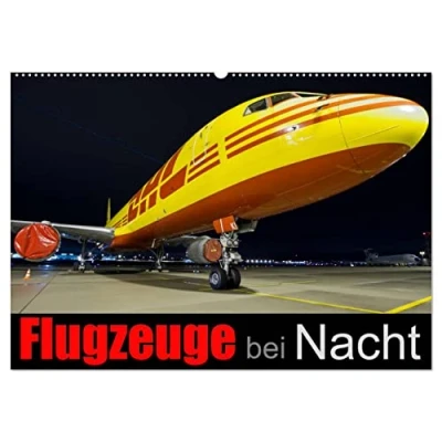 Abbildung von Flugzeuge bei Nacht (Wandkalender 2025 DIN A2 quer), CALVENDO Monatskalender