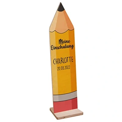Abbildung von Striefchen® Einschulung Dekoration Holz Aufsteller Stift personalisiert Bleistift